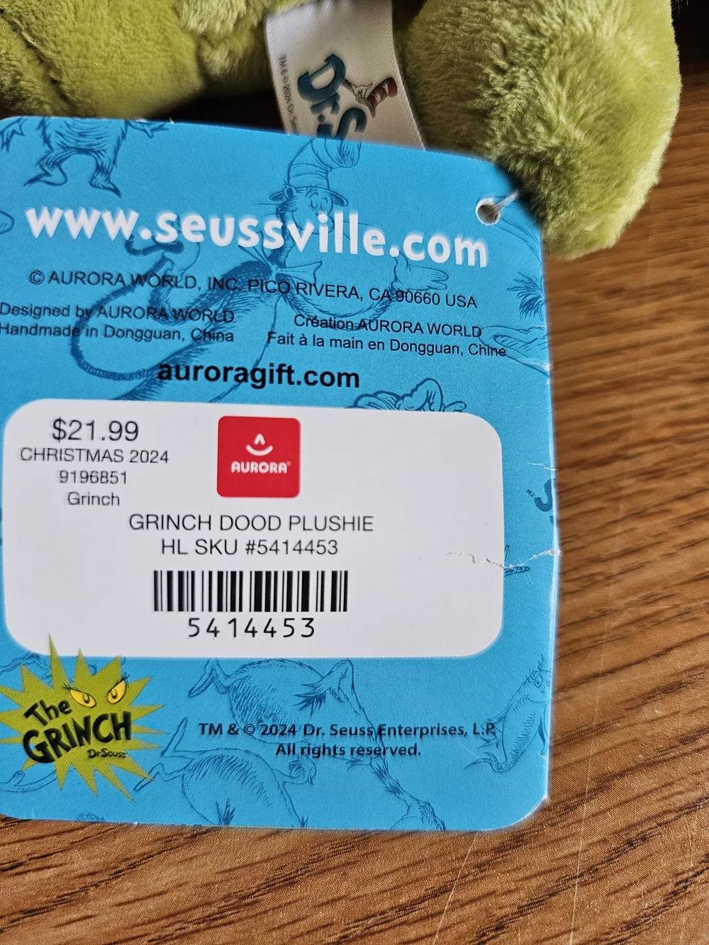 Dr. Seuss The Grinch Plush Toy Stole Christmas 9 Inch New